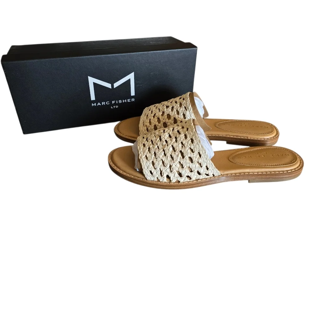 NIB Marc Fisher LTD Glynne Woven Flat Sandals, Size 7.5M
